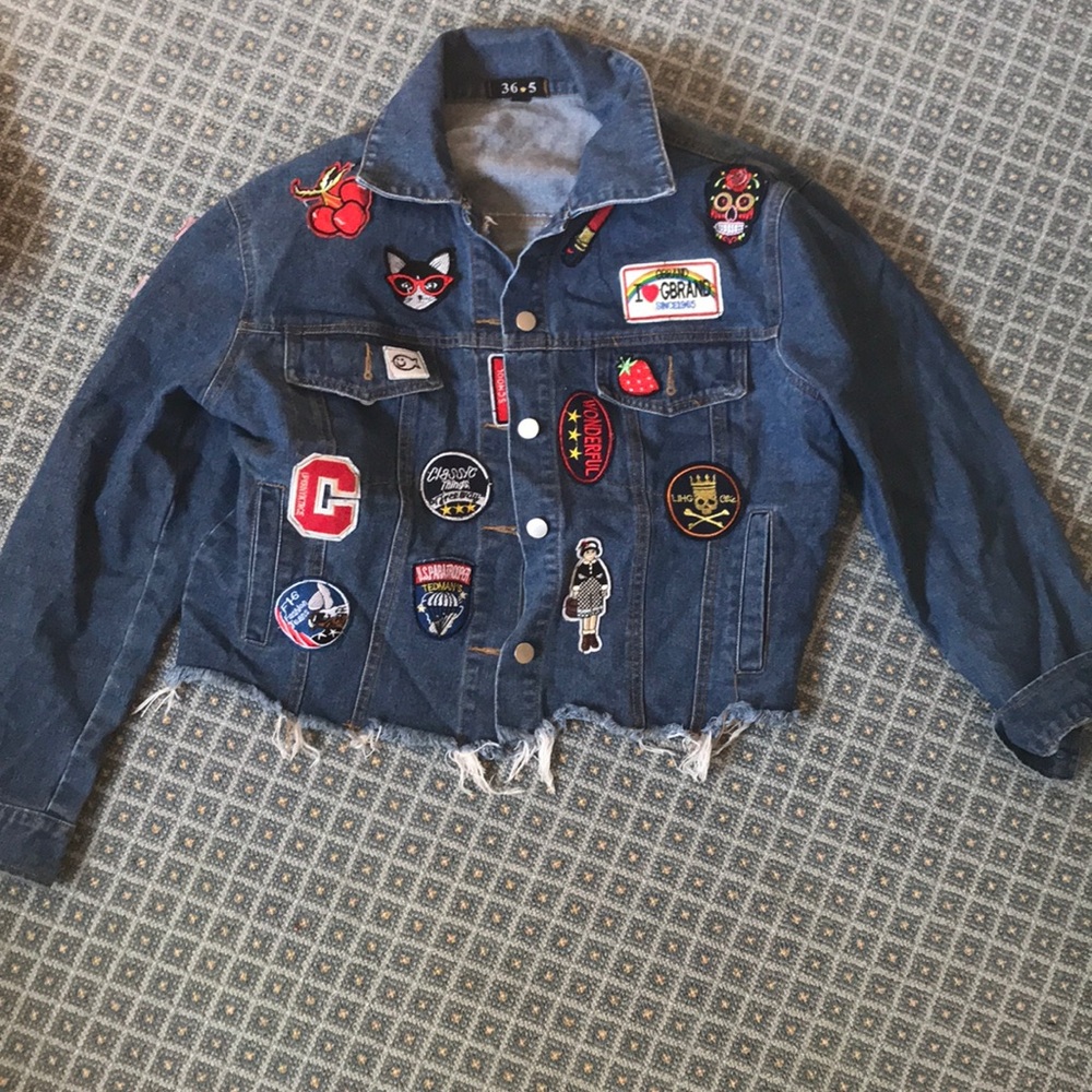Patched denim jacket